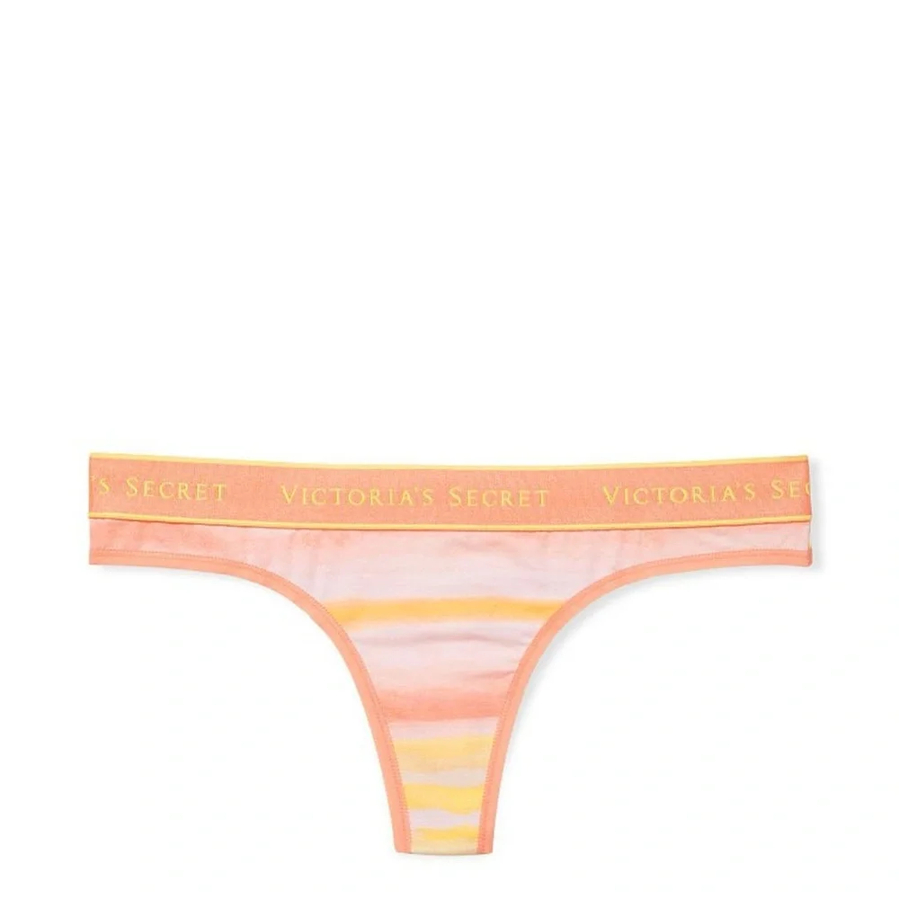 Victoria’s Secret Tie Dye Vanilla Dream White Cotton Logo Thong Panty SIZE XXL